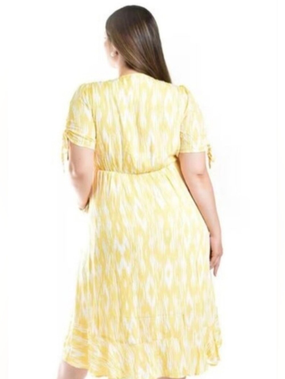 NWT Torrid Yellow White Swiss Dot Surplice Wrap Midi Dress Pockets 6X 30 - Picture 3 of 6